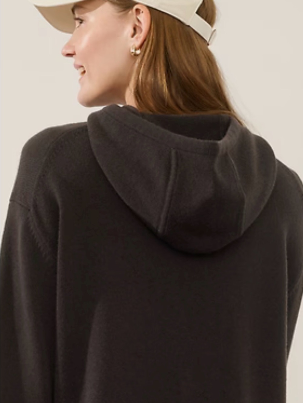 Athleta Alpine Hoodie Sweater Merino Cashmere Black M NWT - Picture 3 of 11
